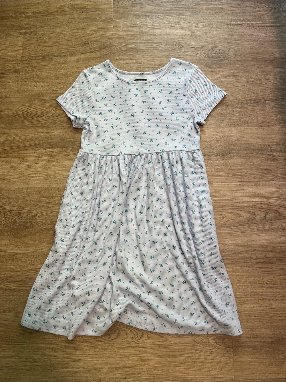 wild fable Light Blue Mini Dress with Small Green Floral Print